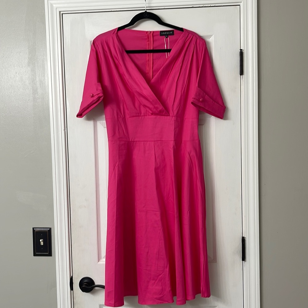 Hot pink fit and flare swing dress